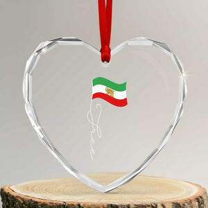Free Iran Heart Crystal Glass Ornament Patriotic Iranian Lion and Sun Flag TS11 Transparent Glass 3'' Heart Print Your Wear