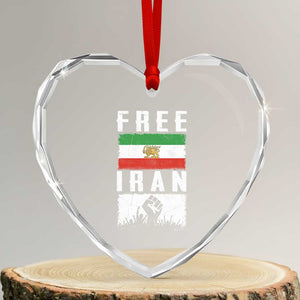 Free Iran Heart Crystal Glass Ornament Support Iranian Freedom TS14 Transparent Glass 3'' Heart Print Your Wear