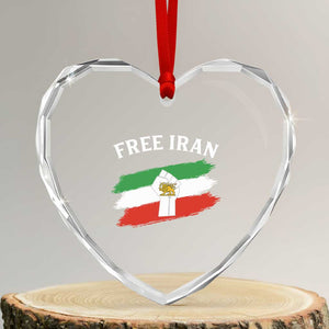 Free Iran Heart Crystal Glass Ornament Support Iranian Freedom No War TS14 Transparent Glass 3'' Heart Print Your Wear