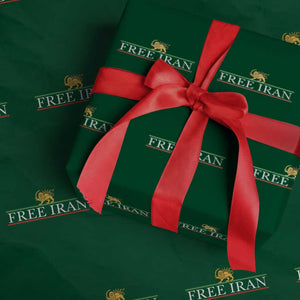Free Iran Lion And Sun Graphic Wrapping Paper Roll Iranian Freedom Supporters TS02 Green Print Your Wear