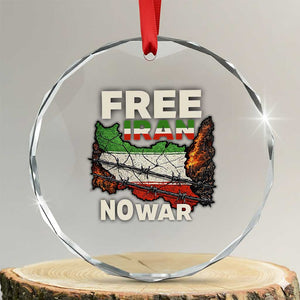Free Iran No War Protest Graphic Crystal Glass Ornament Barbed Wire Freedom Human Rights Solidarity TS02 Transparent Glass 3'' Circle Print Your Wear