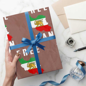 Free Iran Revolution 2026 Wrapping Paper Roll Sun and Lion Flag Iranian Freedom Justice TS02 Mocha Print Your Wear