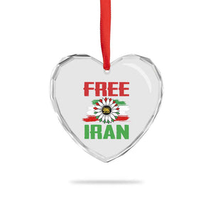 Free Iran Sunflower Heart Crystal Glass Ornament Persian Flag Lion and Su Iranian Revolution Freedom Supporters TS02 Print Your Wear