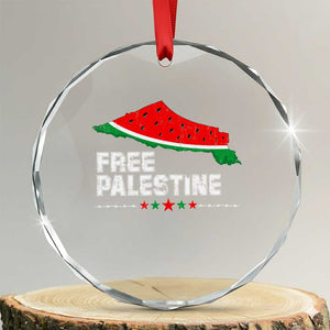 Free Palestine Crystal Glass Ornament Watermelon Map TS10 Transparent Glass 3'' Circle Print Your Wear