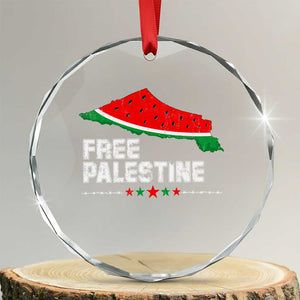Free Palestine Crystal Glass Ornament Watermelon Map TS10 Transparent Glass 3'' Circle Print Your Wear