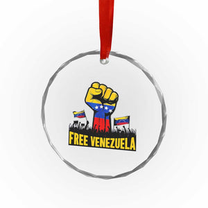 Free Venezuela Flag Crystal Glass Ornament Raised Fist Resistance for Liberation Supporters TS02 Print Your Wear