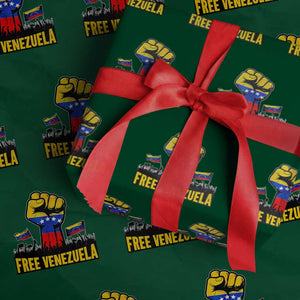 Free Venezuela Flag Wrapping Paper Roll Raised Fist Resistance for Liberation Supporters TS02 Green Print Your Wear