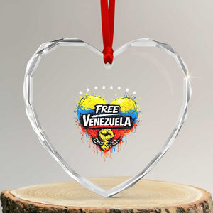 Free Venezuela Heart Crystal Glass Ornament Freedom Venezuelan Flag Hand Fist Graphic TS11 Transparent Glass 3'' Heart Print Your Wear
