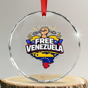 Free Venezuela Raised Fist Crystal Glass Ornament Libre Venezuelan Flag Map Liberation TS02 Transparent Glass 3'' Circle Print Your Wear