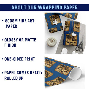 Freedom 250 Years America Wrapping Paper Roll Retro Vintage 250th Anniversary USA TS10 Print Your Wear