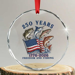 Freedom And Fishing Crystal Glass Ornament Patriotic American Flag Fisherman Gift TS12 Transparent Glass 3'' Circle Print Your Wear