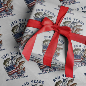 Freedom And Fishing Wrapping Paper Roll Patriotic American Flag Fisherman Gift TS12 White Print Your Wear