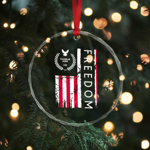 Freedom Charlie Kirk Tribute Crystal Glass Ornament Patriotic Legacy Eagle Distressed American Flag TS02 Print Your Wear