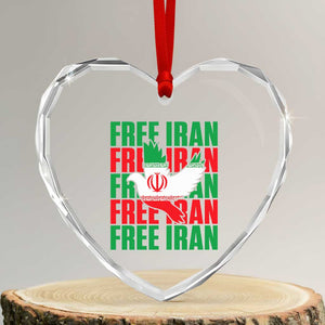 Freedom Dove Flag Heart Crystal Glass Ornament Peaceful Iran Support TS12 Transparent Glass 3'' Heart Print Your Wear