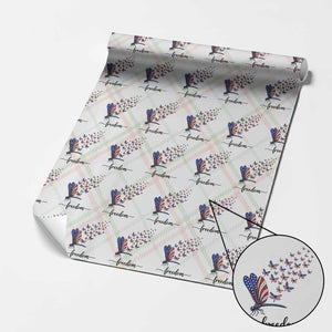 Freedom Dragonfly American Flag 4th Of July Wrapping Paper Roll Patriotic Nature Lover Graphic