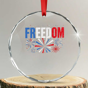 Freedom Funny 4th of July Couple Matching Crystal Glass Ornament US Fireworks