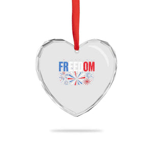 Freedom Funny 4th of July Couple Matching Heart Crystal Glass Ornament US Fireworks