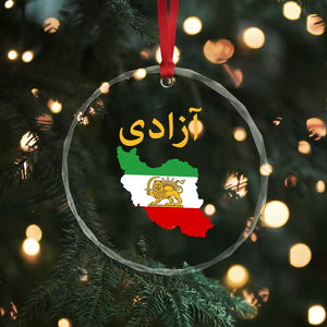 Freedom Iran Sun and Lion Flag Crystal Glass Ornament Free Iranian Revolution 2026 TS02 Print Your Wear