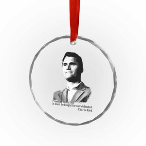 Freedom Is Not Free Crystal Glass Ornament Defender of Liberty Charlie Kirk Tribute TS02 Print Your Wear