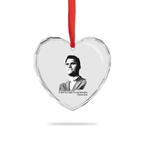 Freedom Is Not Free Heart Crystal Glass Ornament Defender of Liberty Charlie Kirk Tribute TS02 Print Your Wear