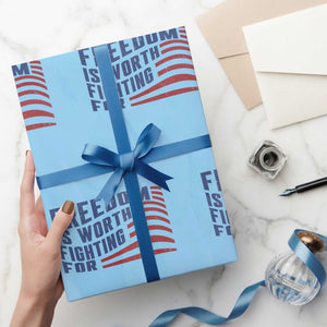 Freedom Is Worth Fighting For Wrapping Paper Roll USA Flag America True Patriot TS02 Light Blue Print Your Wear