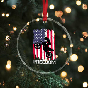 Freedom Motocross Dirt Bike Crystal Glass Ornament Patriotic American Flag TS14 Print Your Wear
