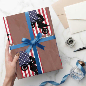 Freedom Motocross Dirt Bike Wrapping Paper Roll Patriotic American Flag TS14 Mocha Print Your Wear