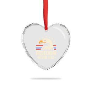 Freedom Never Dies Heart Crystal Glass Ornament Bold Patriotic Eagle Graphic for True American Patriots TS02 Print Your Wear