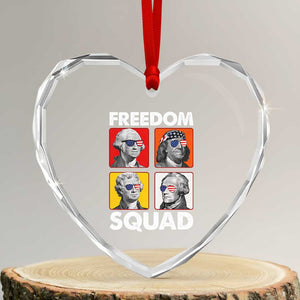 Freedom Squad Founding Fathers Heart Crystal Glass Ornament American Revolution 4th of July