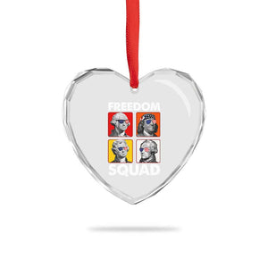 Freedom Squad Founding Fathers Heart Crystal Glass Ornament American Revolution 4th of July