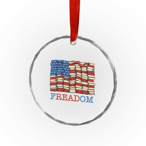 Freedom to Read Books Freadom Crystal Glass Ornament USA Flag Patriotic Library Book Lover