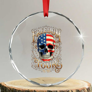Freedom Tour 250 Years 1776-2026 American Flag Skull Crystal Glass Ornament Rock Aesthetic Patriotic Semiquincentennial 250th Anniversary TS02 Transparent Glass 3'' Circle Print Your Wear
