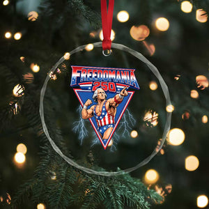 Freedomania 250 George Washington Wrestler Graphic Crystal Glass Ornament Funny Muscular President Lightning 1776 to 2026 Semiquincentennial
