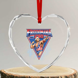 Freedomania 250 George Washington Wrestler Graphic Heart Crystal Glass Ornament Funny Muscular President Lightning 1776 to 2026 Semiquincentennial
