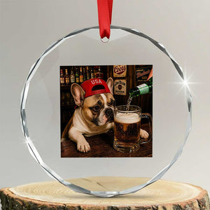 French Bulldog Drinking Beer Crystal Glass Ornament Silly Dog Meme Graphic Sarcastic Gift