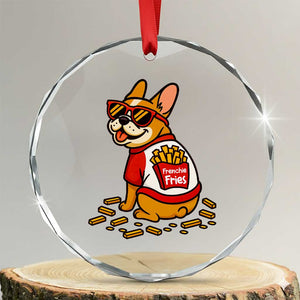 Frenchie Fries Crystal Glass Ornament Funny French Bulldog Lover Gift TS12 Transparent Glass 3'' Circle Print Your Wear