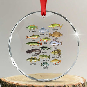 Freshwater Fish Species Crystal Glass Ornament Funny Fishing Types Fisherman Dad TS02 Transparent Glass 3'' Circle Print Your Wear