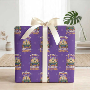 Friday Is Good Cause Sunday Is Coming Christian Easter Wrapping Paper Roll Cross Sunrise Floral Faith Inspirational Gift TS02 Purple Print Your Wear