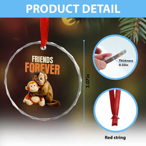 Friends Forever Viral Punch The Monkey Crystal Glass Ornament Cute Baby Monkey Hugging Plush Toy Best Friend Gift TS02 Print Your Wear