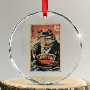 Frog Eat Ramen Crystal Glass Ornament Funny Japanese Noodles Anime Lovers Kawaii Anime TS10 Transparent Glass 3'' Circle Print Your Wear