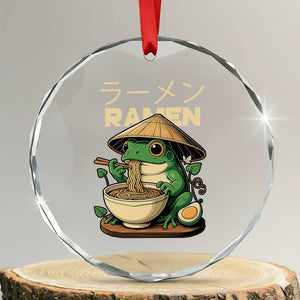 Frog Eating Ramen Crystal Glass Ornament Funny Japanese Food Lover Anime TS12 Transparent Glass 3'' Circle Print Your Wear