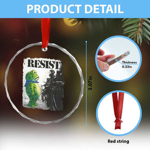 Frog Resist Crystal Glass Ornament Portland Frog Activist Protest City Art TS11 Print Your Wear