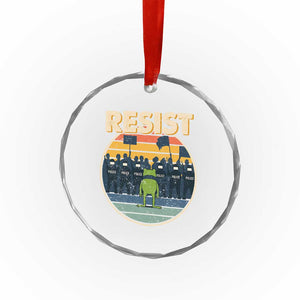 Frog Resist Crystal Glass Ornament Portland Frog Activist Protest Retro Sunset TS11 Print Your Wear