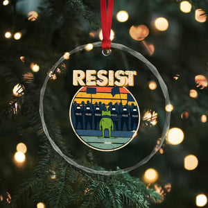 Frog Resist Crystal Glass Ornament Portland Frog Activist Protest Retro Sunset TS11 Print Your Wear