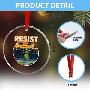 Frog Resist Crystal Glass Ornament Portland Frog Activist Protest Retro Sunset TS11 Print Your Wear