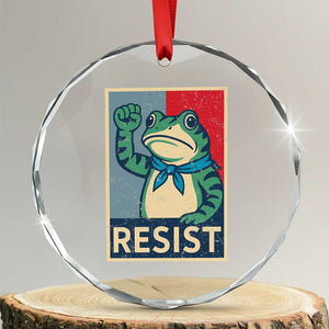 Frog Resist Crystal Glass Ornament Portland Frog Raised Fist Poster Graphic TS11 Transparent Glass 3'' Circle Print Your Wear
