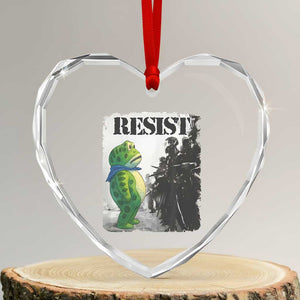 Frog Resist Heart Crystal Glass Ornament Portland Frog Activist Protest City Art TS11 Transparent Glass 3'' Heart Print Your Wear