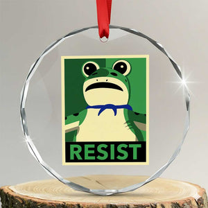 Frog Resist Poster Graphic Crystal Glass Ornament Portland Resistance Protest Minimalist TS02 Transparent Glass 3'' Circle Print Your Wear