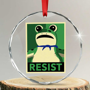 Frog Resist Poster Graphic Crystal Glass Ornament Portland Resistance Protest Minimalist - Print Your Wear