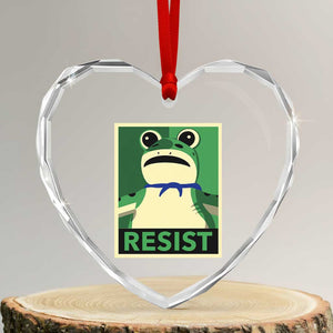 Frog Resist Poster Graphic Heart Crystal Glass Ornament Portland Resistance Protest Minimalist TS02 Transparent Glass 3'' Heart Print Your Wear